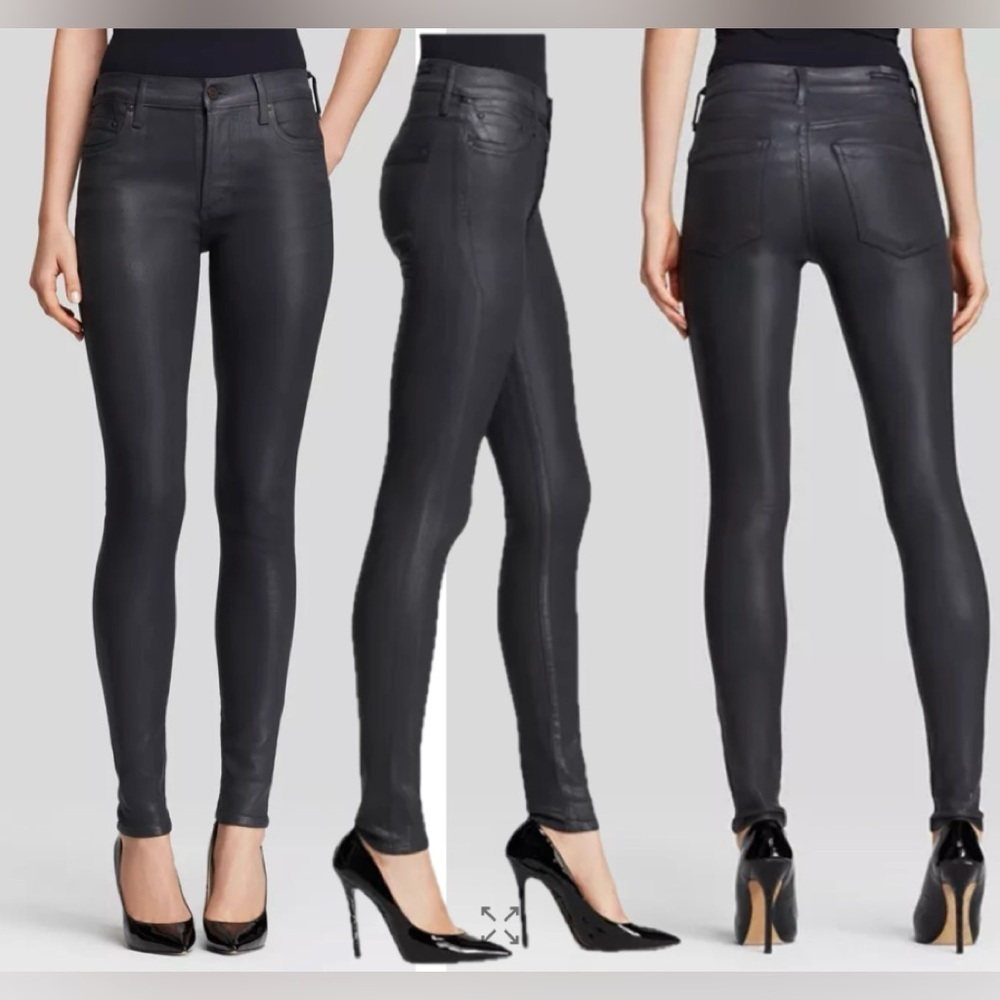 Citizens of Humanity Rocket Slick High Rise Skinny Jeans black wax coated Sz 29